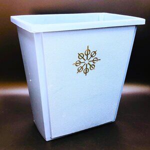 60s Sterilite Glacier Blue Textured Plastic Trash Waste Can Vintage Bathroom